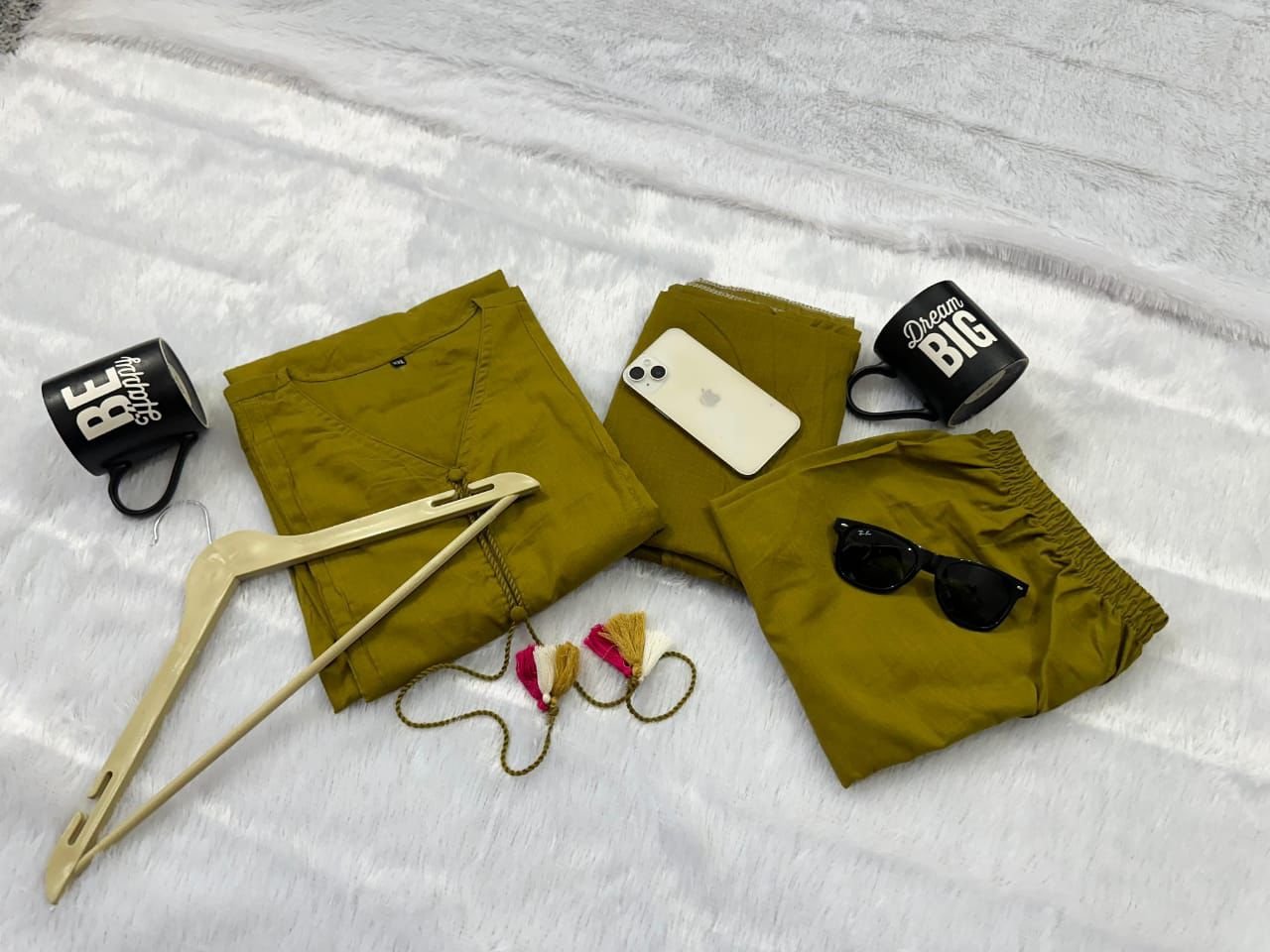 Green Embroidered Cotton Kurti Palazzo Dupatta Set